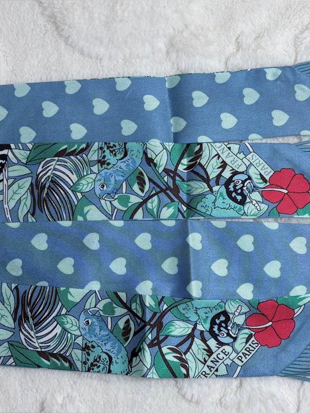 Trendy  Animal Print Purse Scarf with Blue Fringe - Picture 5 of 7